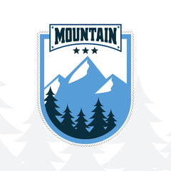 Logo Emblem with mountain view and trees