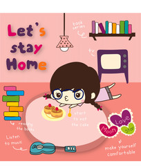 stay home doodle vector illustration
