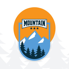 Logo Emblem with mountain view and trees