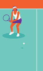 Young woman playing tennis on court