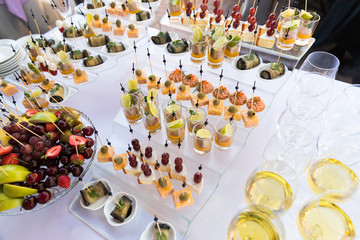 Wedding snacks. Big festive table