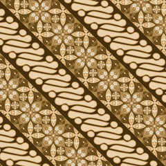 Elegance flower motifs on Parang batik design with golden color design