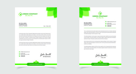 Green Nature Letterhead Design for company or cooporate. Modern Business Letterhead Design Template