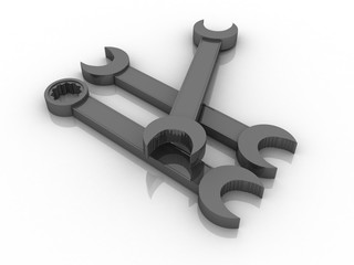 3d illustration wrench and spanner 