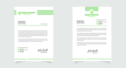 Green Nature Letterhead Design for company or cooporate. Modern Business Letterhead Design Template