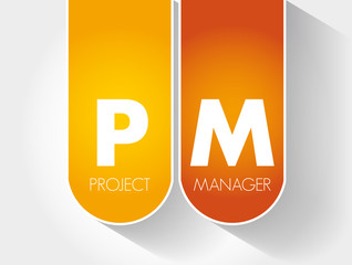 PM - Project Manager acronym, business concept background