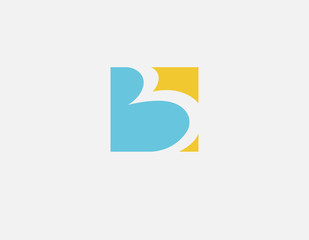 Creative bright blue with yellow colors logo icon letter B, the image of the cloud and the sun for your business company.