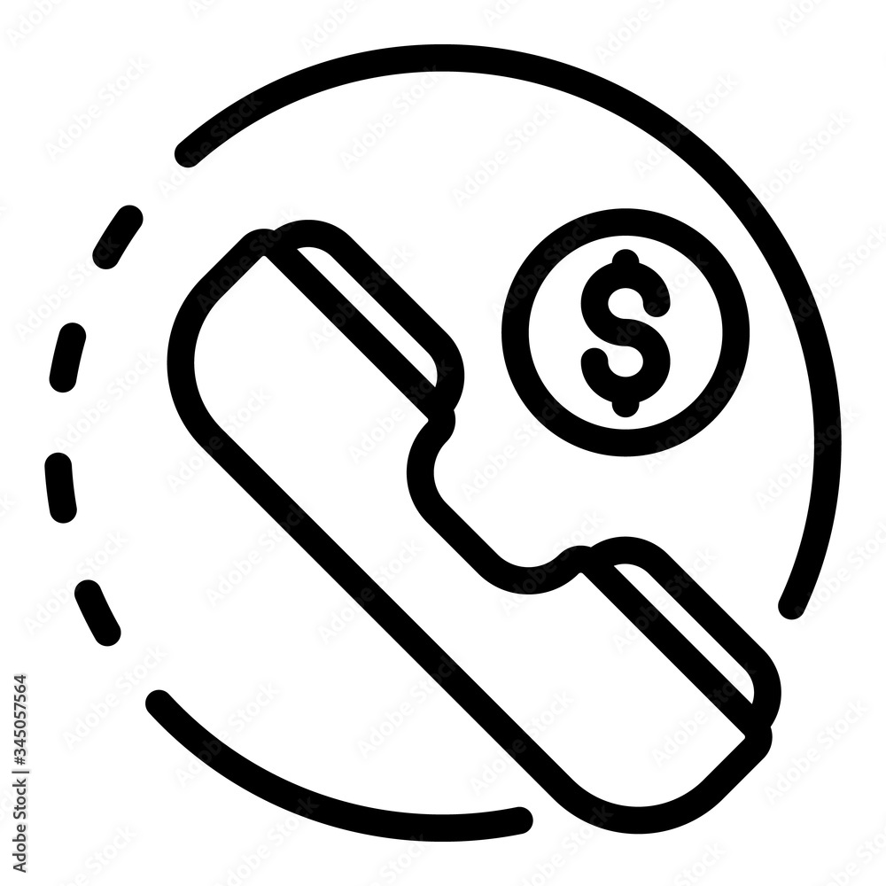 Poster handset and coin in the circle icon. outline handset and coin in the circle vector icon for web desi