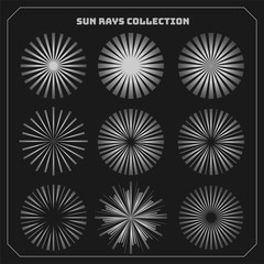 sun rays beams styles set of nine