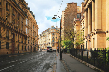 Street view in the historical centre of Paris, France
