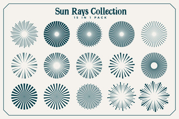 big set of sun beams and rays in many styles