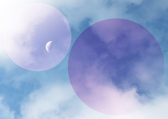 Cloudy skyline background with graphic elements. Heaven backdrop, idyllic atmosphere