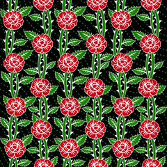 Seamless vector pattern with rose flowers