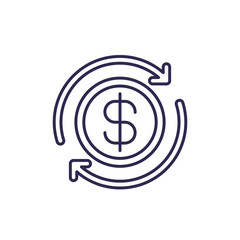 cashback line icon on white