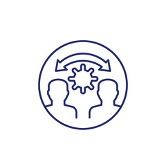 contagion line icon with virus on white