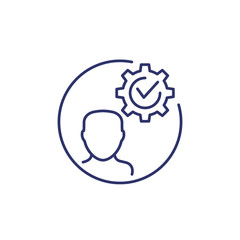 man and gear line icon