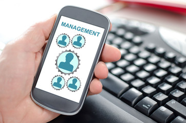 Management concept on a smartphone