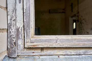 Old wooden window without the glass