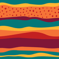 Seamless summer vector pattern with colourful stripes and dots