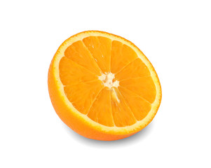 Orange fruit healthy food, orange sliced isolate on white,The shell is yellow-orange,The peel is yellow-orange, sweet and sour fruit.