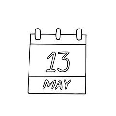 calendar hand drawn in doodle style. May 13. Day, date. icon, sticker, element