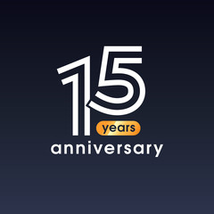 15 years anniversary vector icon, logo. Design element with graphic sign