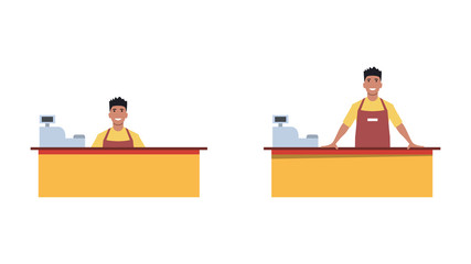 Cashier / seller or employee of a cafe / diner. Working staff. Flat style vector illustration.
