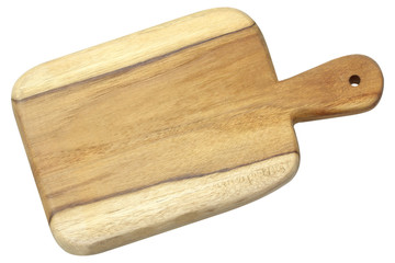 handmade wood cutting board isolated on white