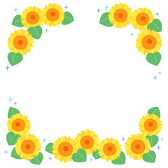 Sunflower square frame / White background