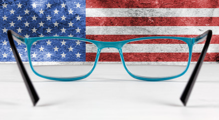 American Flag Seen Through a Pair of Eyeglasses