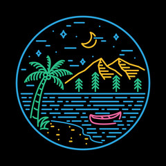 Beach sea nature wild badge patch pin graphic illustration vector art t-shirt design