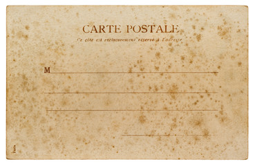 Old postcard Blank paper sheet isolated white background