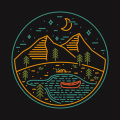 Camping nature wild badge patch pin graphic illustration vector art t-shirt design