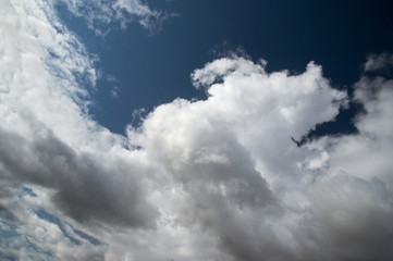 Blue sky, Cumulus clouds, Sun, Spring