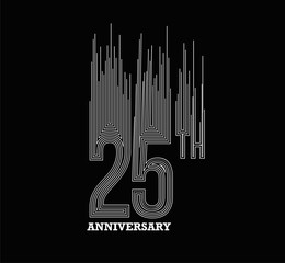 25th Years Anniversary Celebration Typography Vector Design.