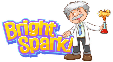 Font design for bright spark with scientist in lab