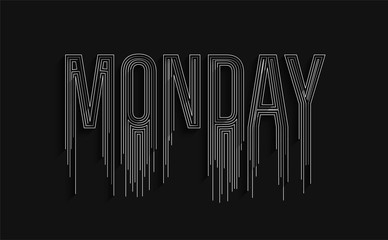 Happy Monday Calligraphic 3d Style Text shopping poster vector illustration Design.