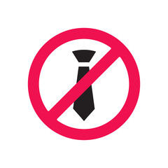 Neck tie with forbidden symbol, no tie sign, employees or businessman are prohibited sign - Vector