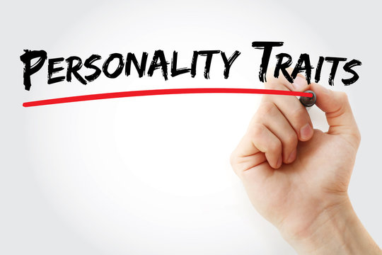 Personality traits text with marker, concept background