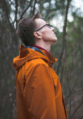 young man in the forest
