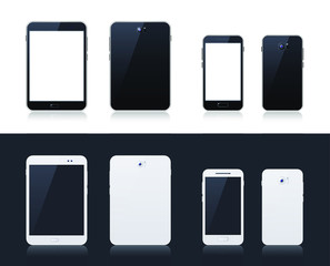 Technological Gadgets on Black and White Background . Isolated Vector Elements