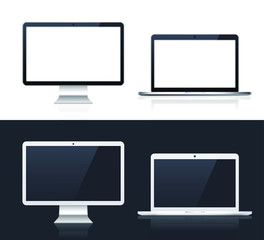Technological Gadgets on Black and White Background . Isolated Vector Elements
