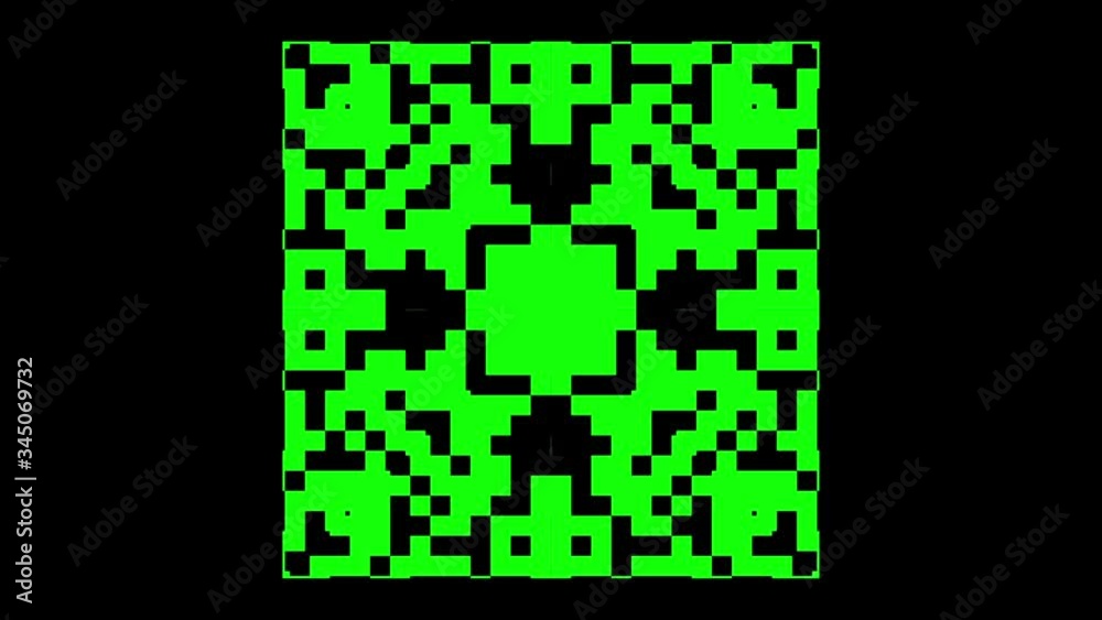 Poster transforming abstract black geometric pixels. seamless looping footage. screen green color.