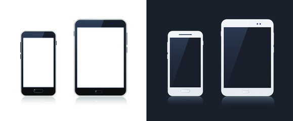 Technological Gadgets on Black and White Background . Isolated Vector Elements