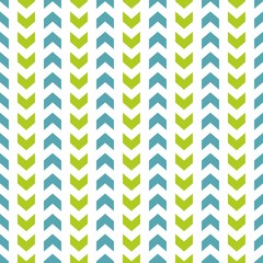 Tile vector pattern with blue and green zig zag print on white background