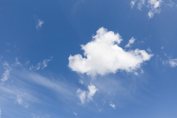 Naklejka na ściany i meble Single white cloud and blue sky daytime