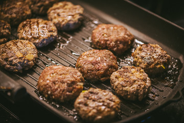 Homemade meatballs with pork minced meat . Homemade BBQ 