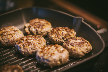 Homemade meatballs with pork minced meat . Homemade BBQ 