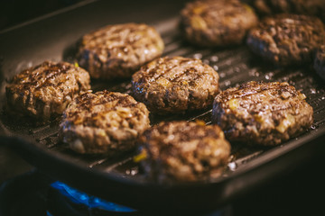 Homemade meatballs with pork minced meat . Homemade BBQ 