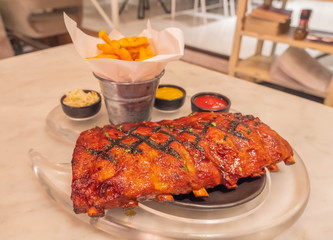 Pork ribs back with french fries